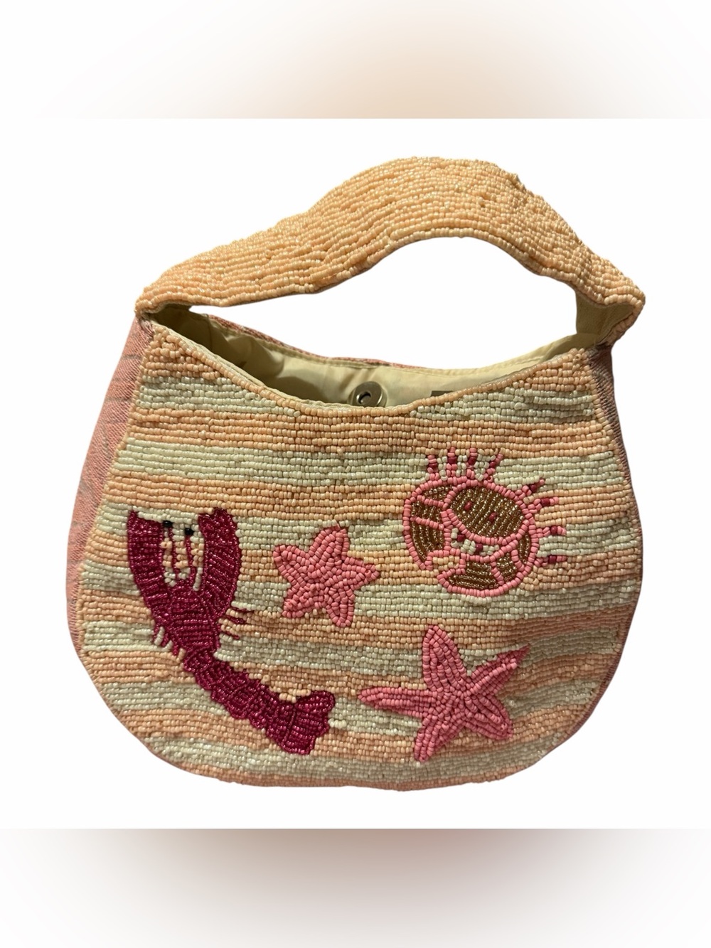 LULU Beaded Seashell Hobo Bag in Peach and Pink